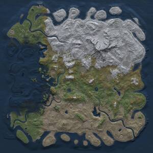 Thumbnail Rust Map: Procedural Map, Size: 6000, Seed: 1657466, 17 Monuments