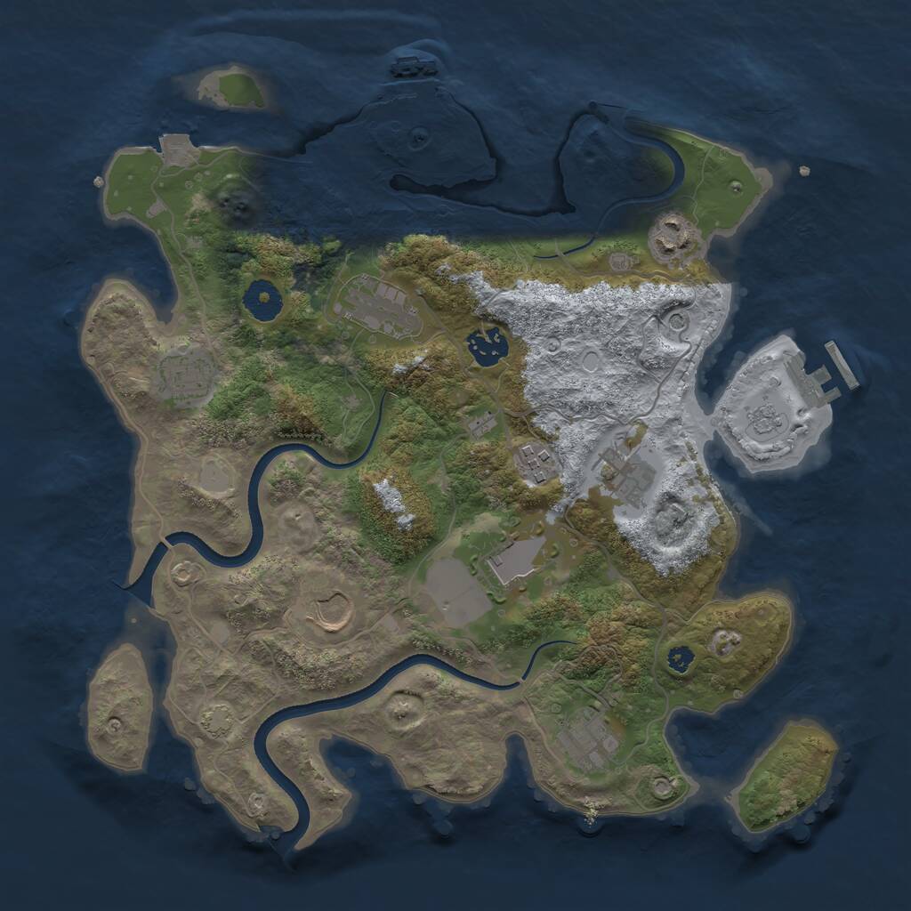 Rust Map: Procedural Map, Size: 3500, Seed: 608032277, 15 Monuments