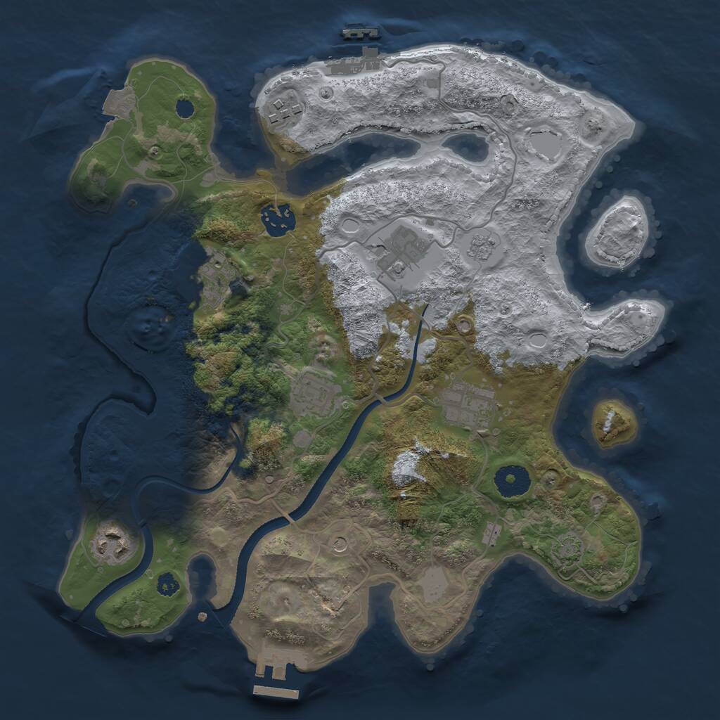 Rust Map: Procedural Map, Size: 3200, Seed: 1320459843, 13 Monuments