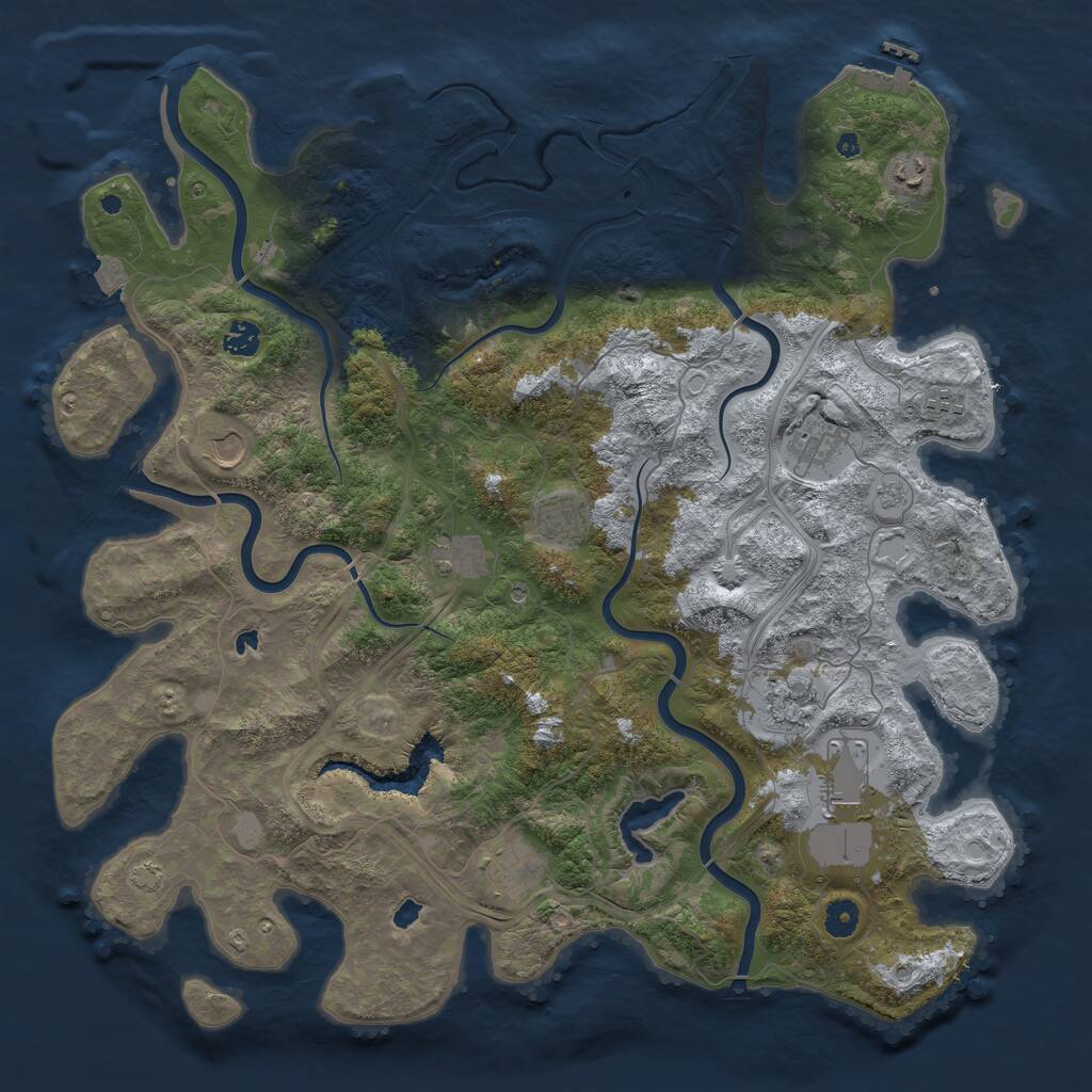 Rust Map: Procedural Map, Size: 4500, Seed: 487844833, 16 Monuments