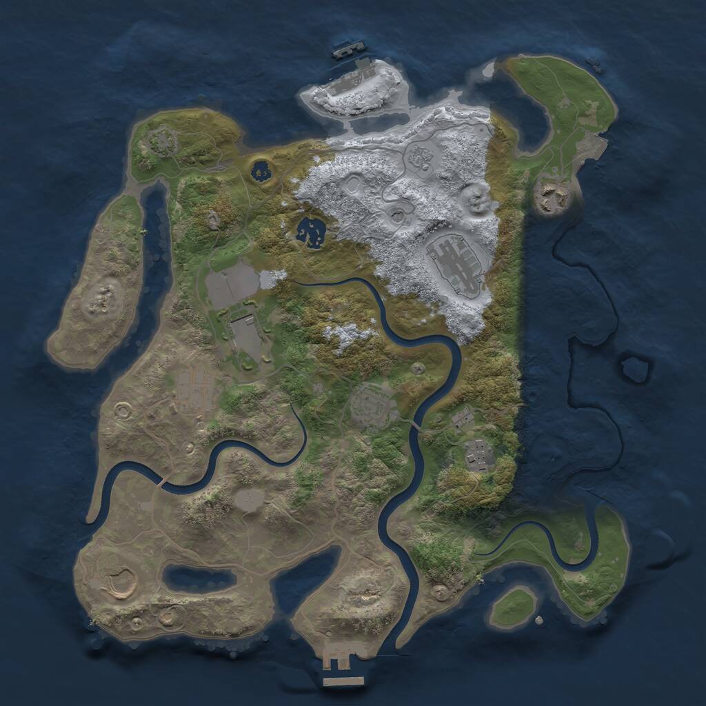 Rust Map: Procedural Map, Size: 3500, Seed: 833079069, 14 Monuments