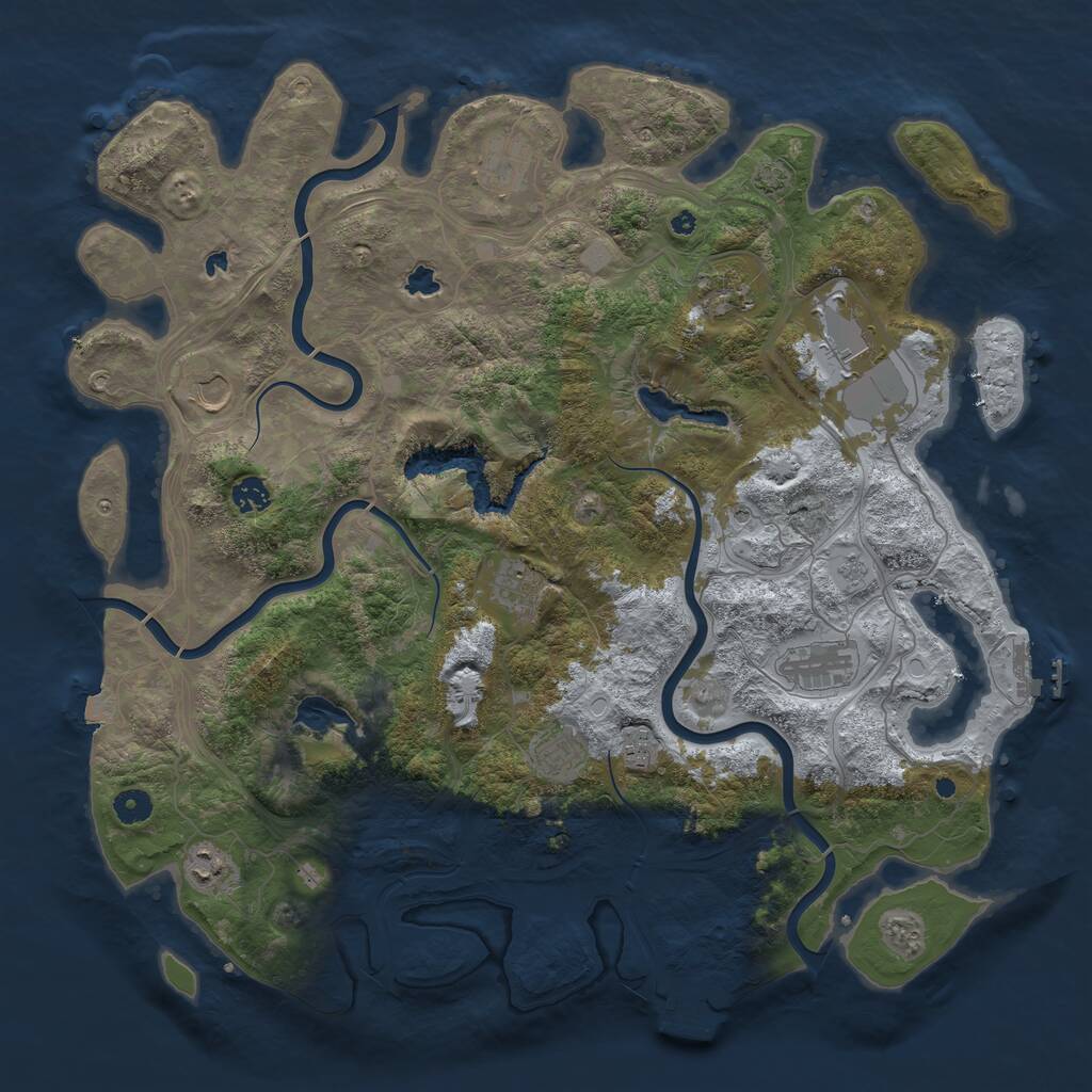 Rust Map: Procedural Map, Size: 4500, Seed: 517771010, 16 Monuments
