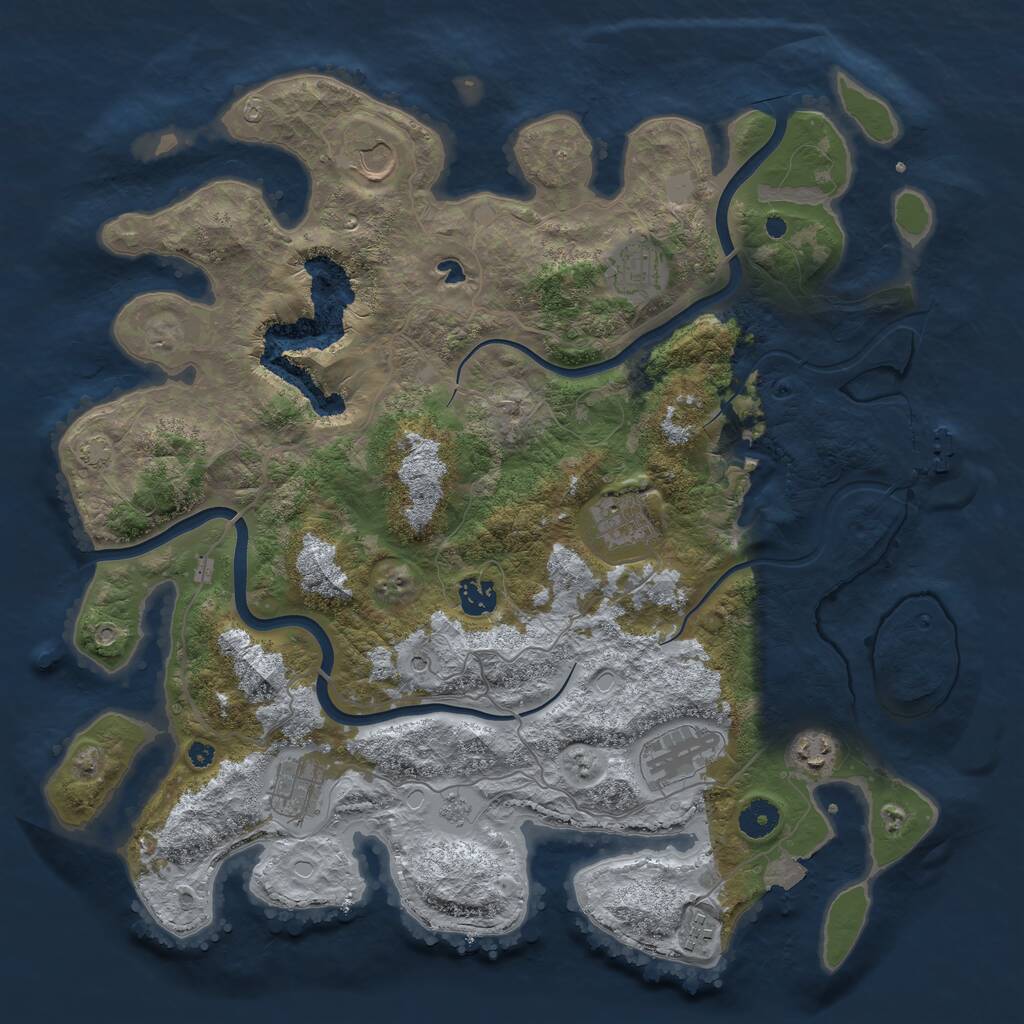Rust Map: Procedural Map, Size: 4000, Seed: 1641291830, 13 Monuments