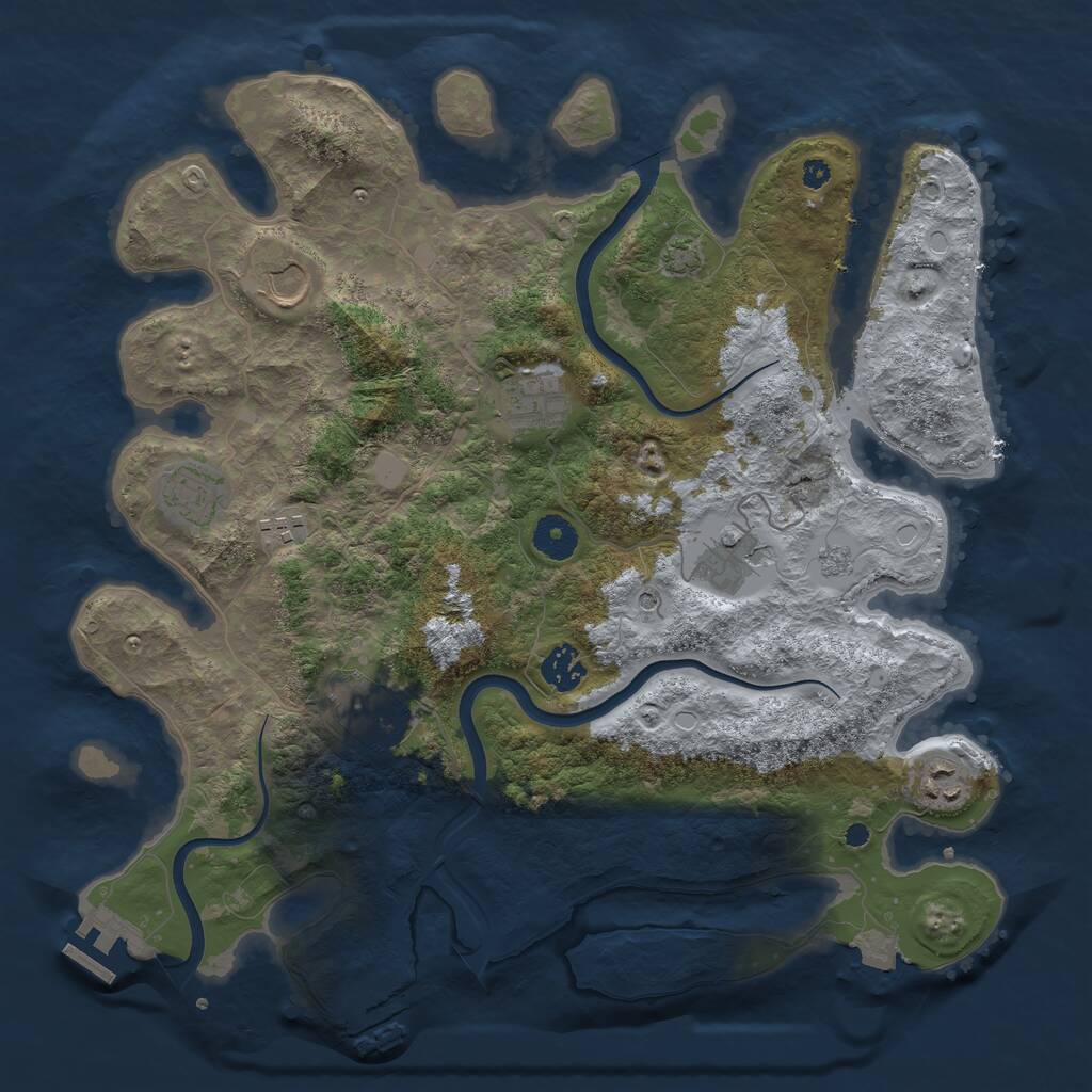 Rust Map: Procedural Map, Size: 3750, Seed: 224259364, 14 Monuments