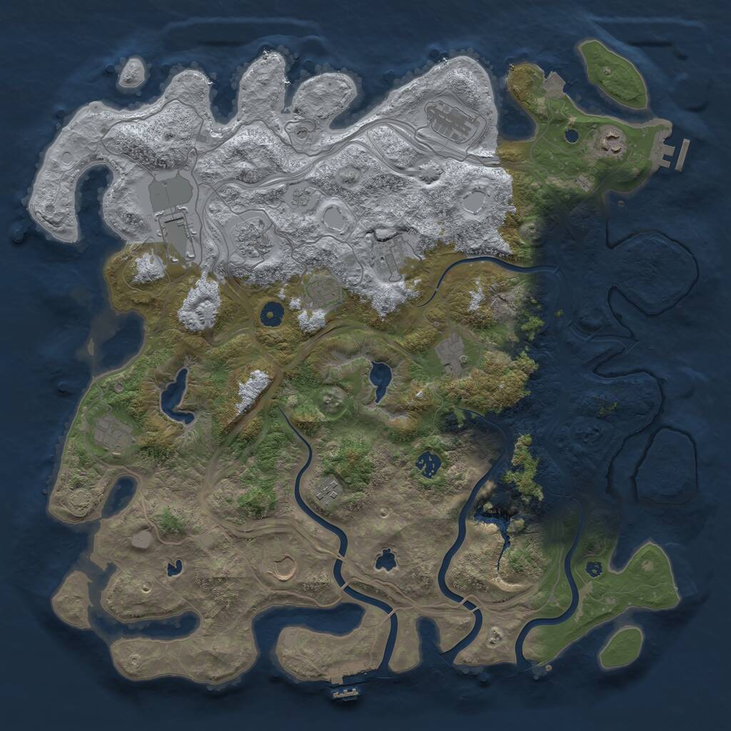 Rust Map: Procedural Map, Size: 4500, Seed: 1305577242, 17 Monuments