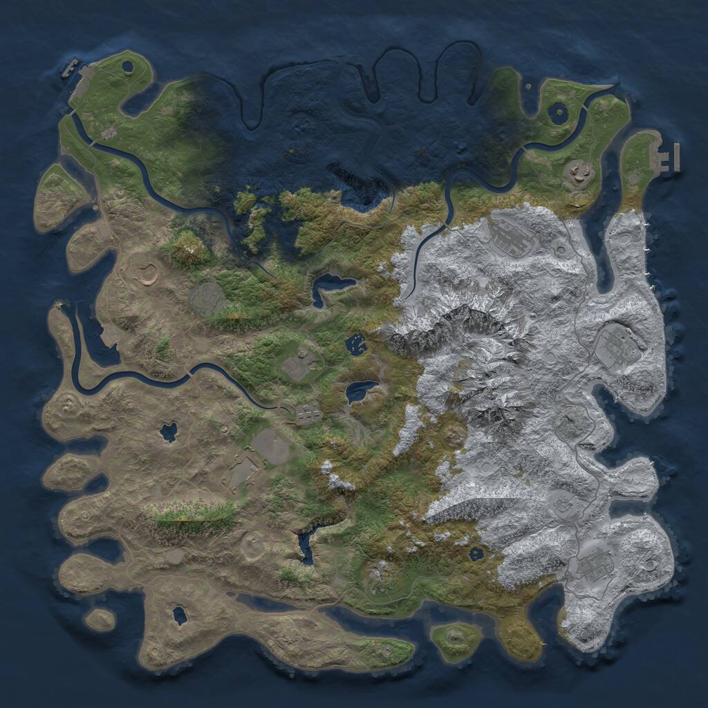 Rust Map: Procedural Map, Size: 5000, Seed: 1180907102, 17 Monuments