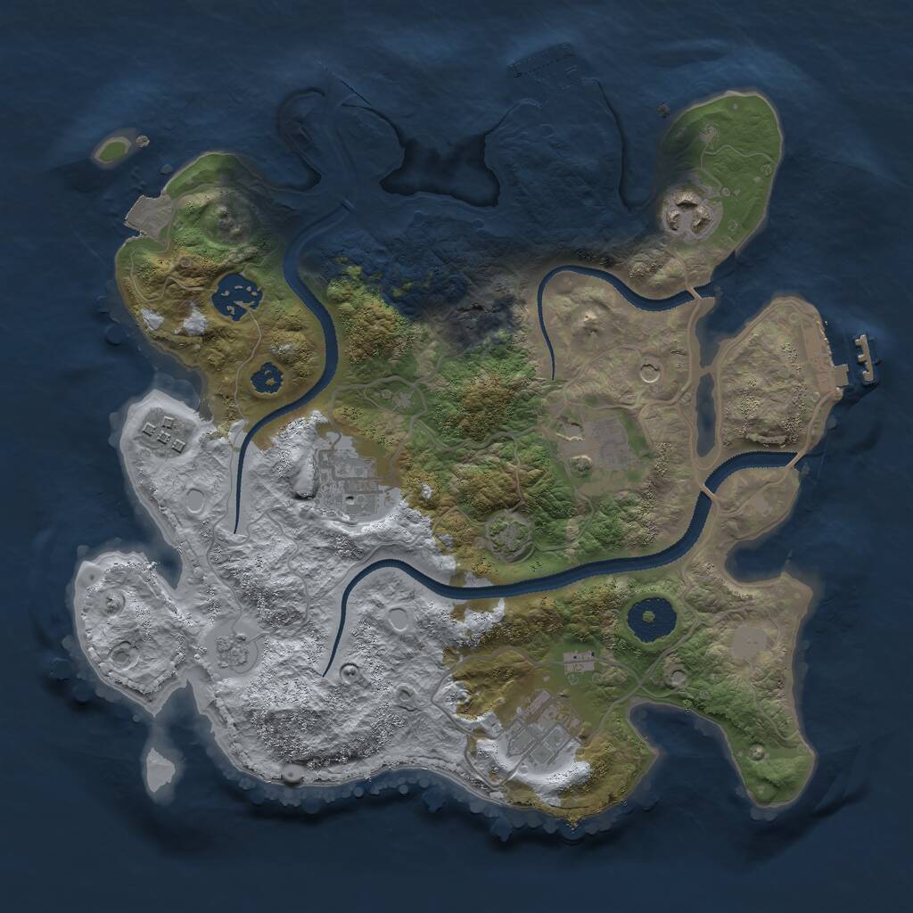 Rust Map: Procedural Map, Size: 3000, Seed: 90165923, 12 Monuments