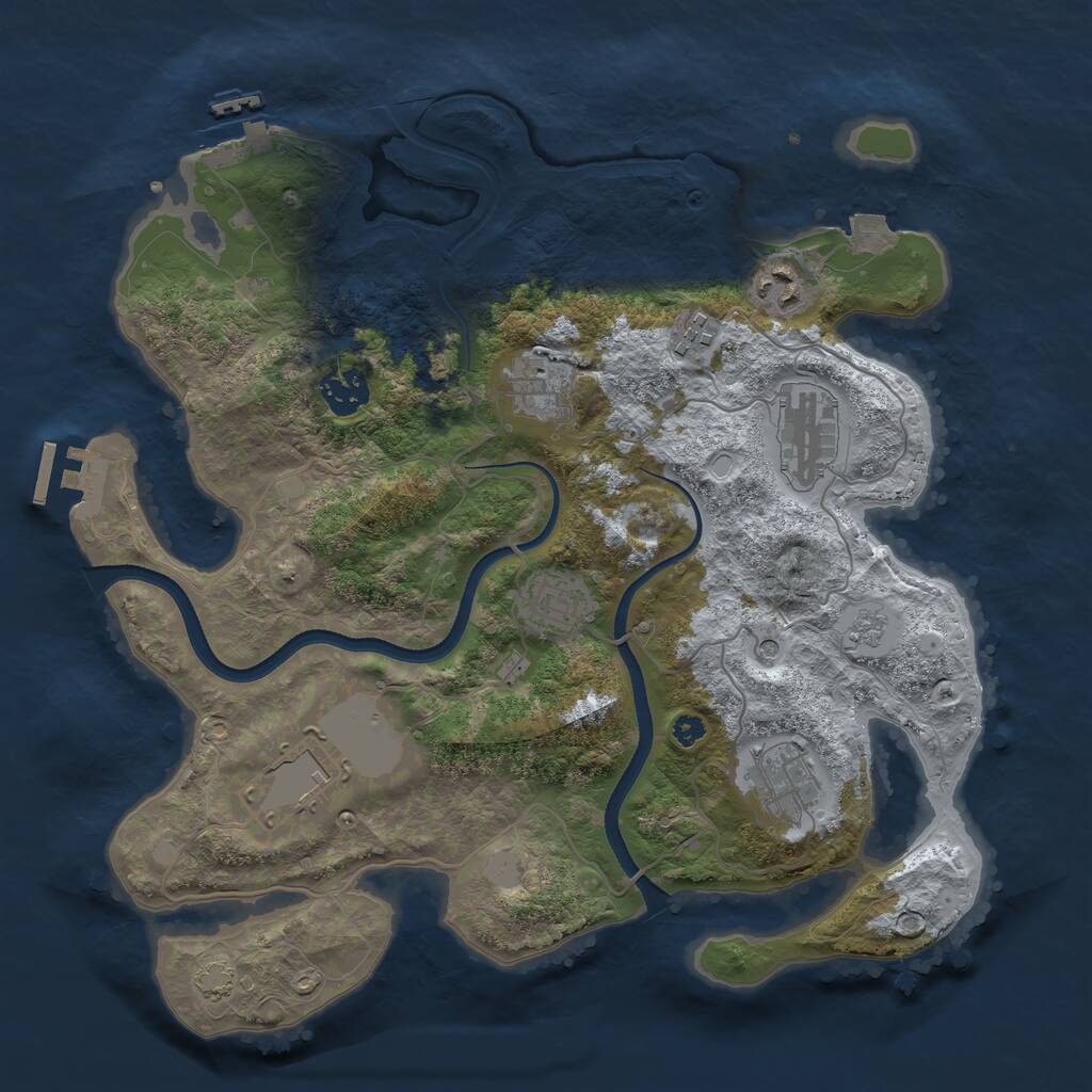 Rust Map: Procedural Map, Size: 3500, Seed: 1062415917, 14 Monuments