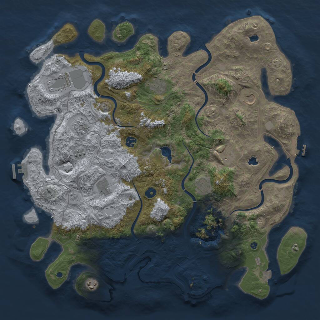 Rust Map: Procedural Map, Size: 4500, Seed: 1196781152, 16 Monuments