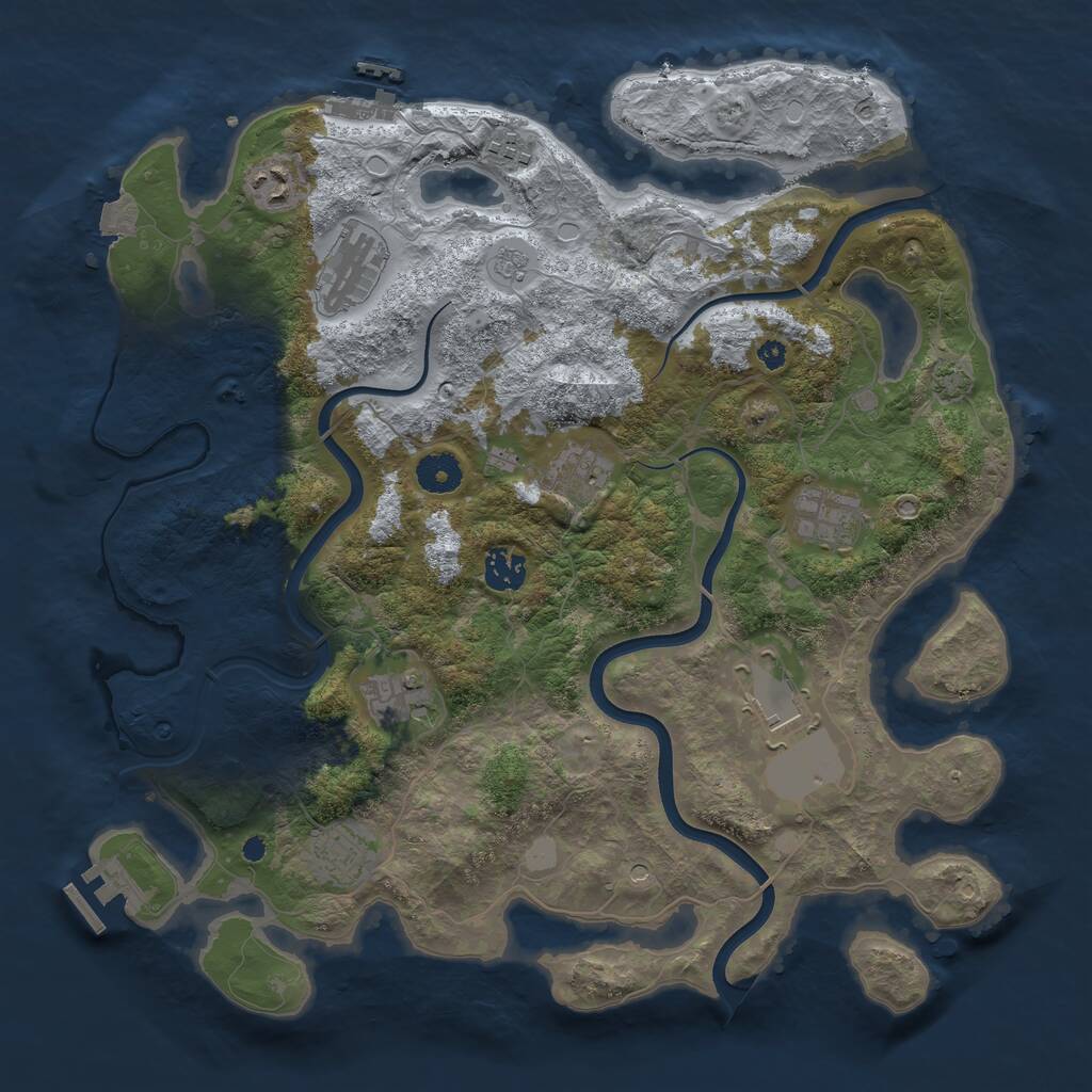 Rust Map: Procedural Map, Size: 3800, Seed: 653675, 15 Monuments