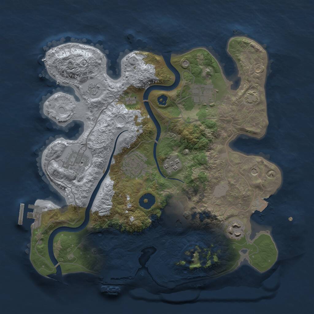 Rust Map: Procedural Map, Size: 3000, Seed: 13661, 12 Monuments