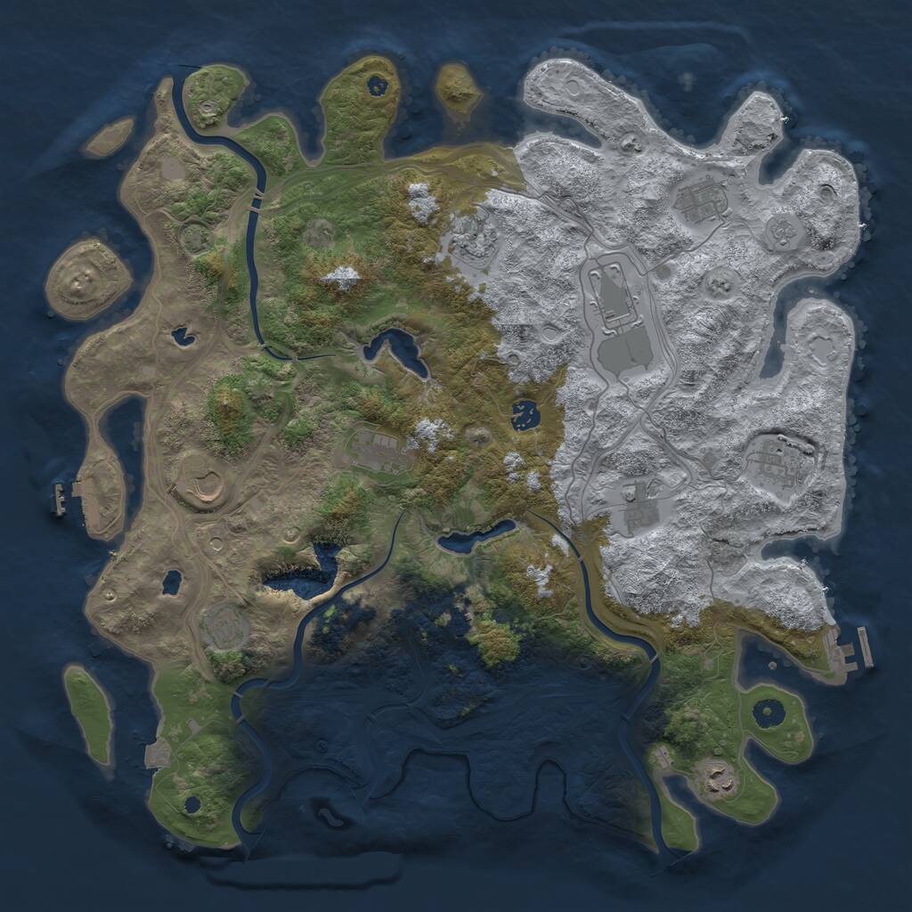 Rust Map: Procedural Map, Size: 4500, Seed: 1913058563, 17 Monuments