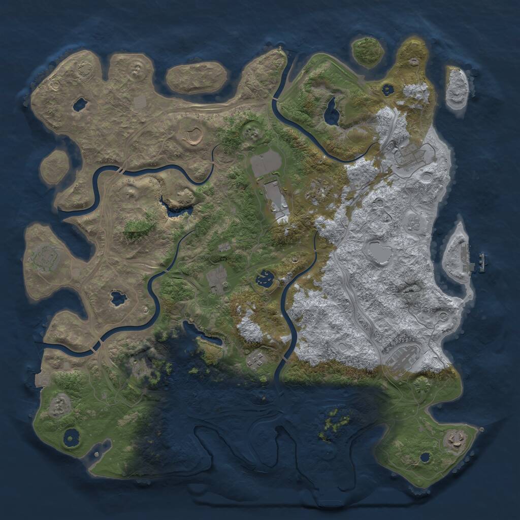 Rust Map: Procedural Map, Size: 4500, Seed: 583504365, 17 Monuments