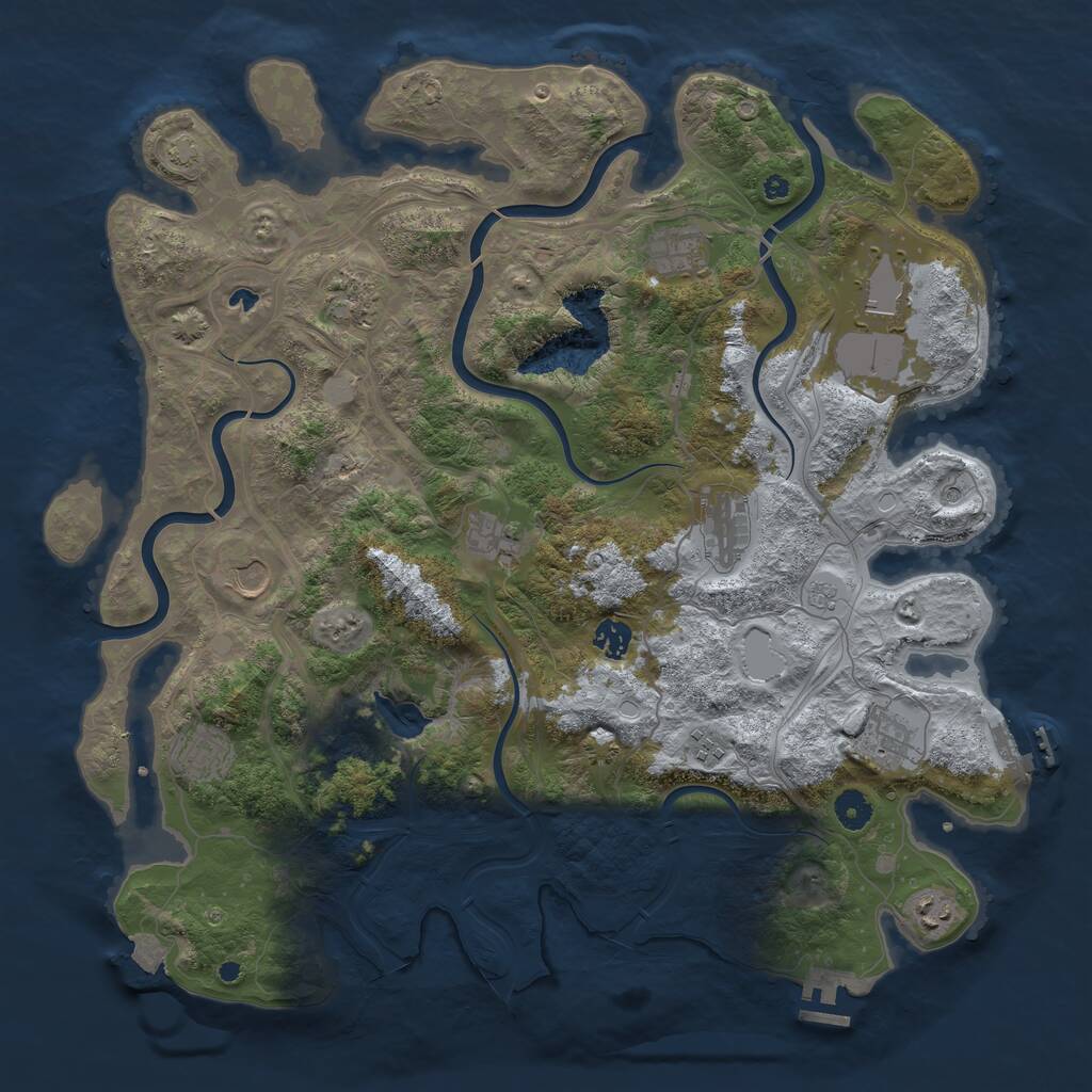 Rust Map: Procedural Map, Size: 4300, Seed: 975062, 17 Monuments