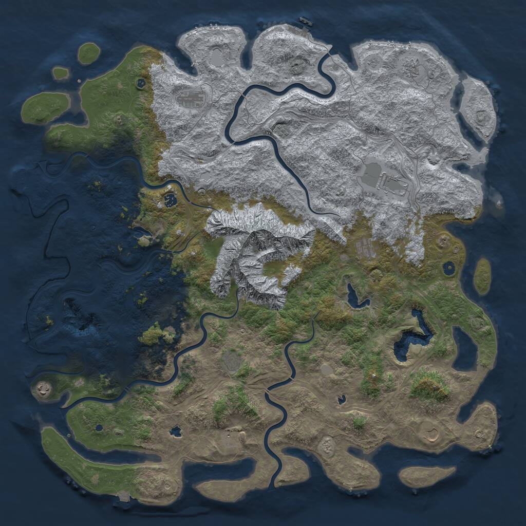 Rust Map: Procedural Map, Size: 6000, Seed: 1054876937, 17 Monuments