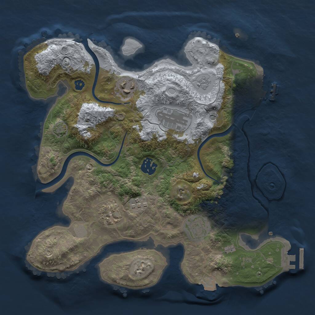 Rust Map: Procedural Map, Size: 3000, Seed: 37654, 12 Monuments
