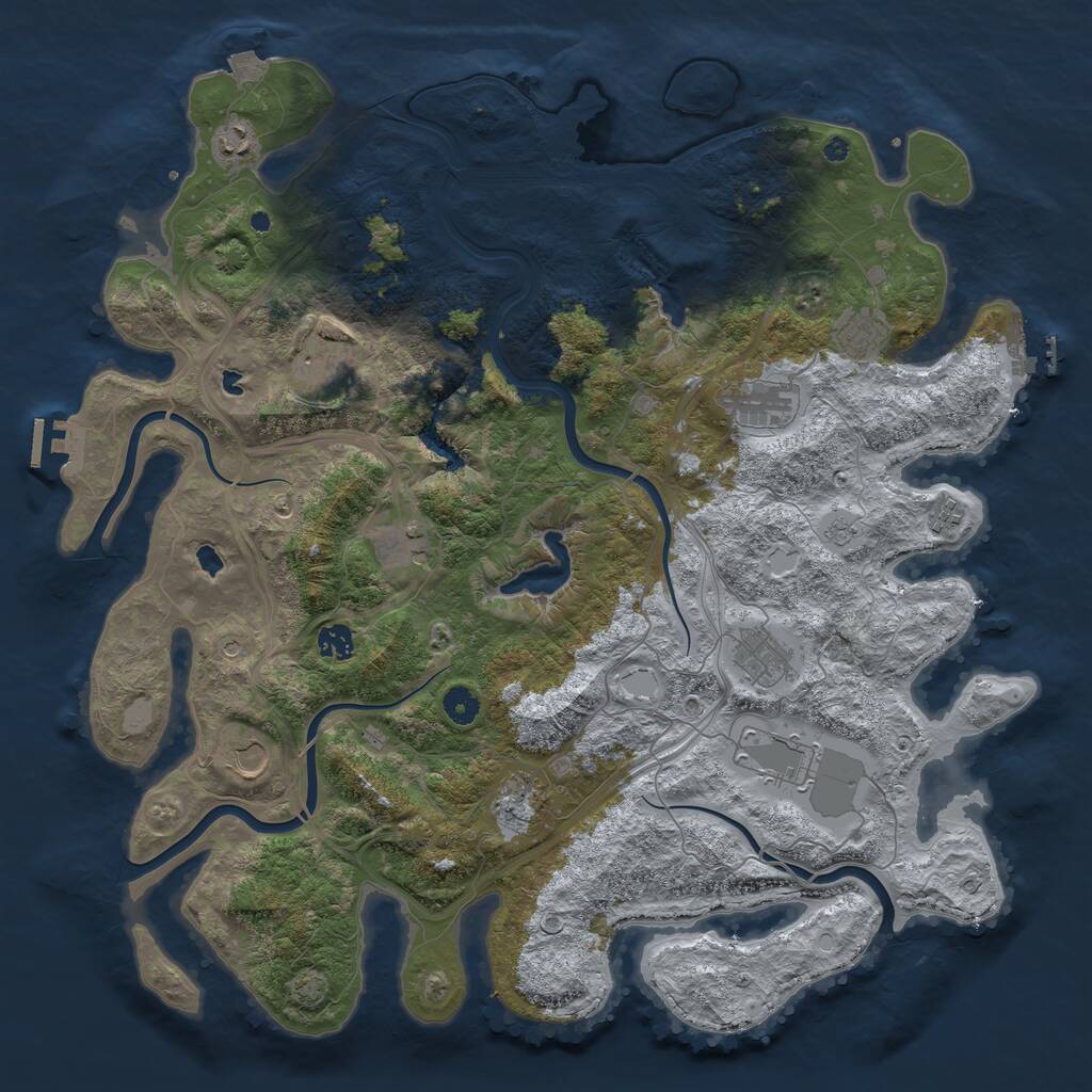 Rust Map: Procedural Map, Size: 4500, Seed: 370908709, 17 Monuments