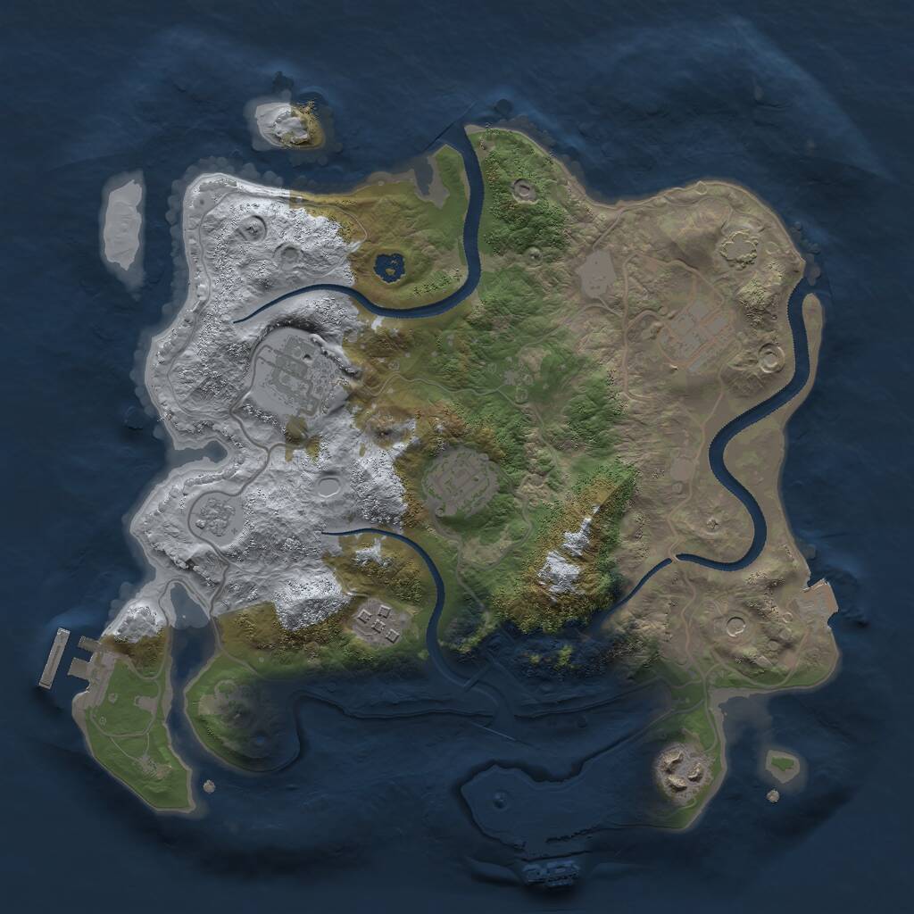 Rust Map: Procedural Map, Size: 3000, Seed: 1100137820, 11 Monuments