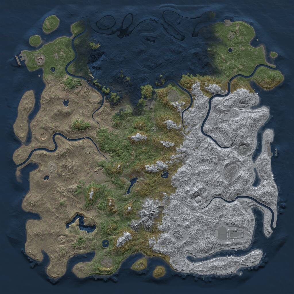 Rust Map: Procedural Map, Size: 6000, Seed: 802460356, 17 Monuments