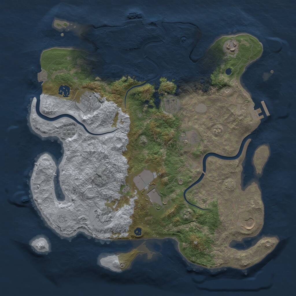 Rust Map: Procedural Map, Size: 3750, Seed: 421151973, 15 Monuments