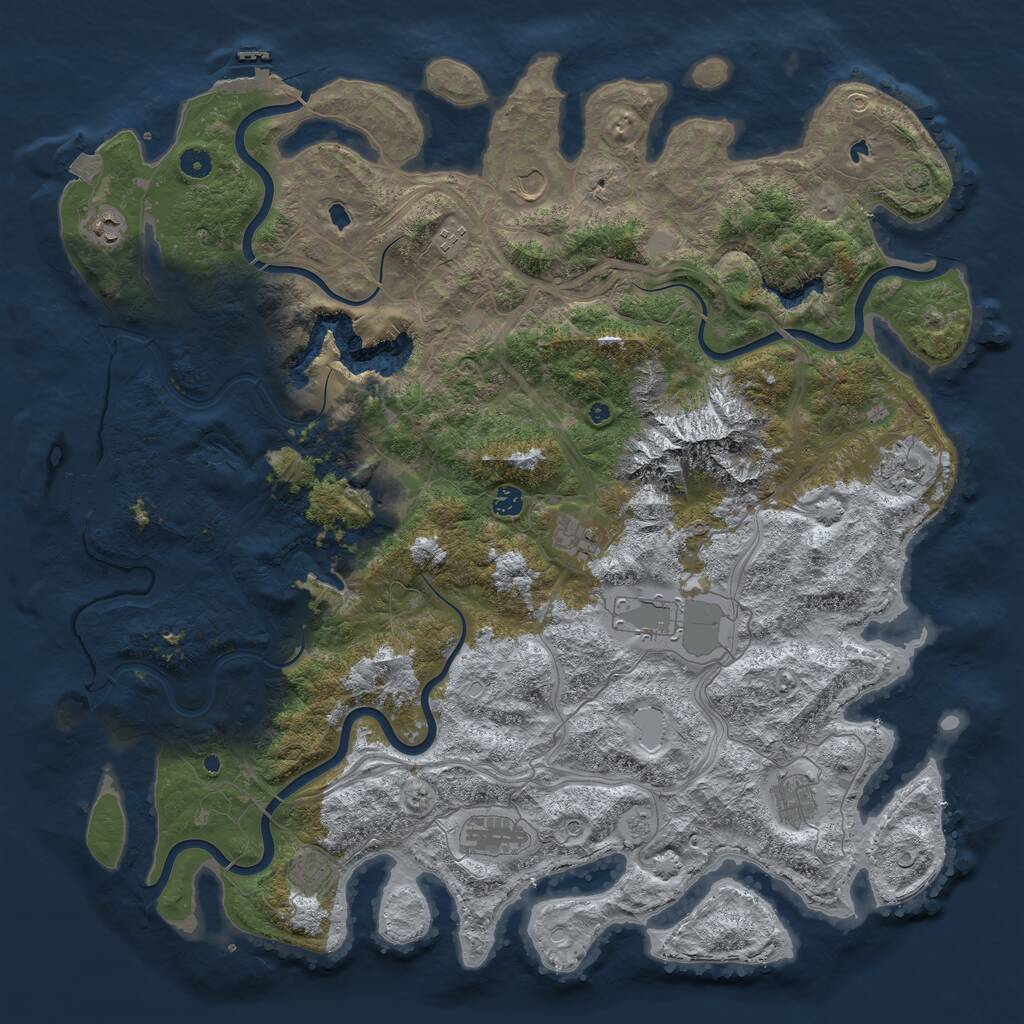 Rust Map: Procedural Map, Size: 5000, Seed: 382435869, 17 Monuments