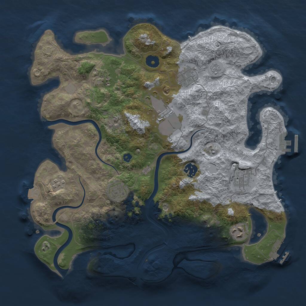 Rust Map: Procedural Map, Size: 3500, Seed: 372815790, 14 Monuments