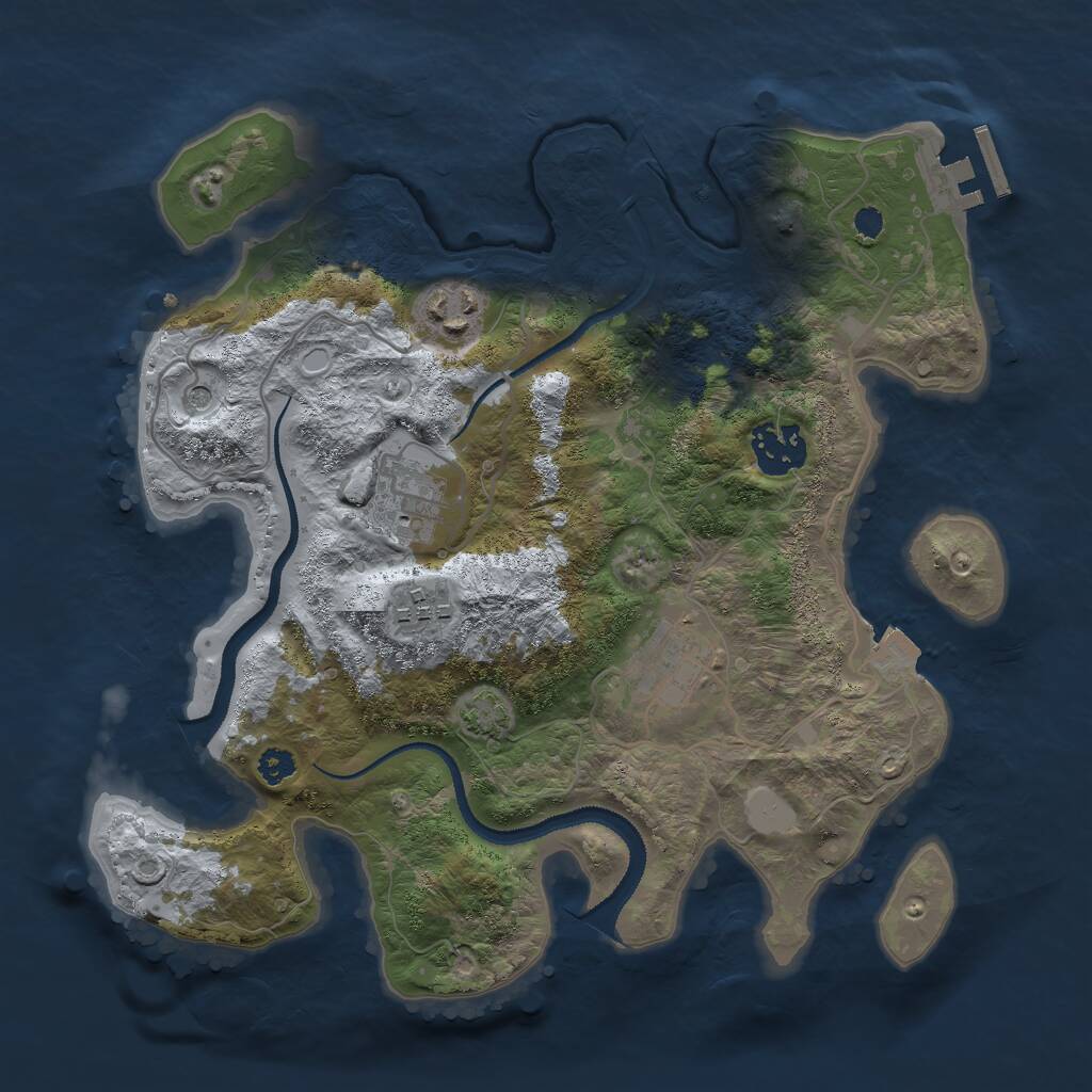 Rust Map: Procedural Map, Size: 3000, Seed: 1722306975, 9 Monuments