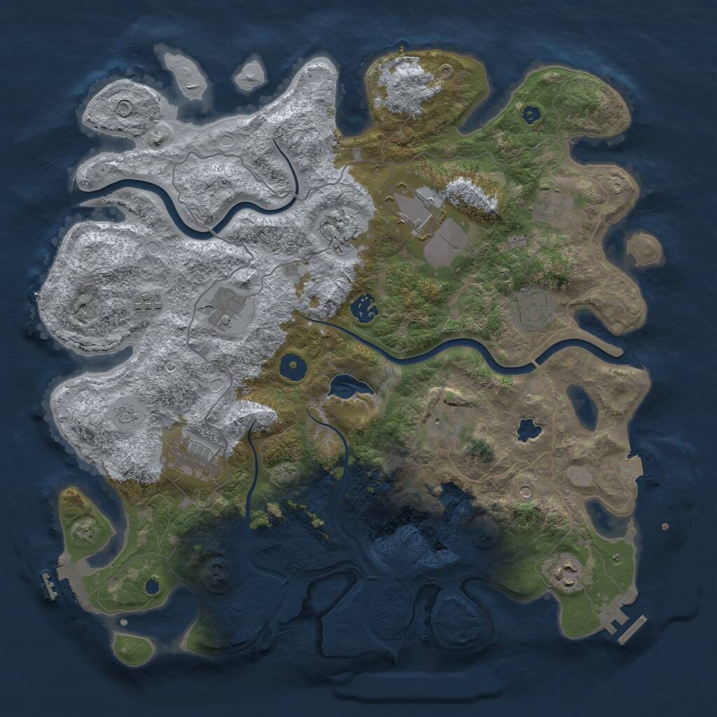 Rust Map: Procedural Map, Size: 4000, Seed: 8888888, 16 Monuments
