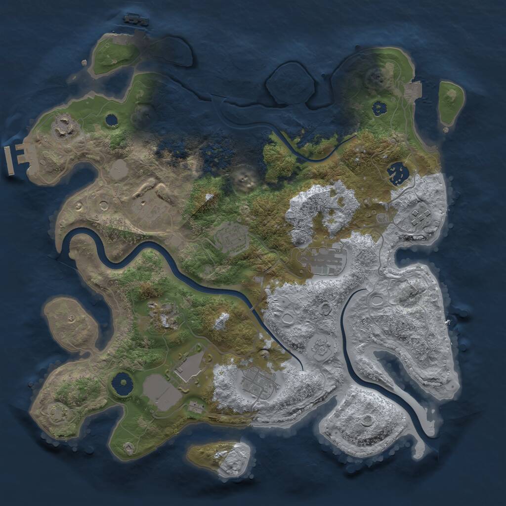 Rust Map: Procedural Map, Size: 3500, Seed: 974016890, 15 Monuments