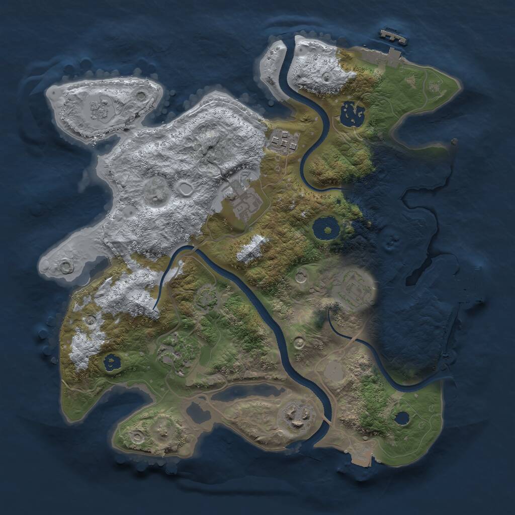 Rust Map: Procedural Map, Size: 3000, Seed: 1802816649, 12 Monuments