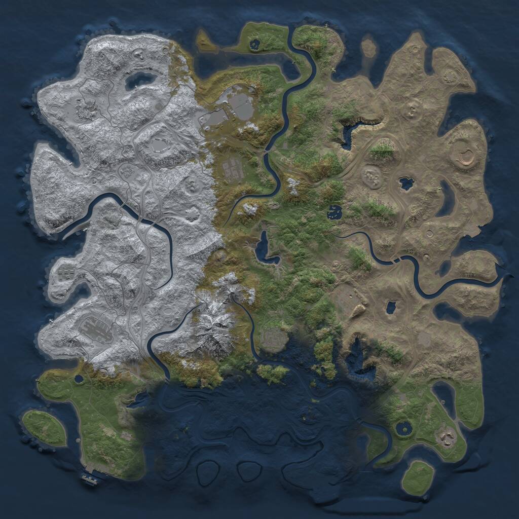 Rust Map: Procedural Map, Size: 5000, Seed: 1030672124, 16 Monuments