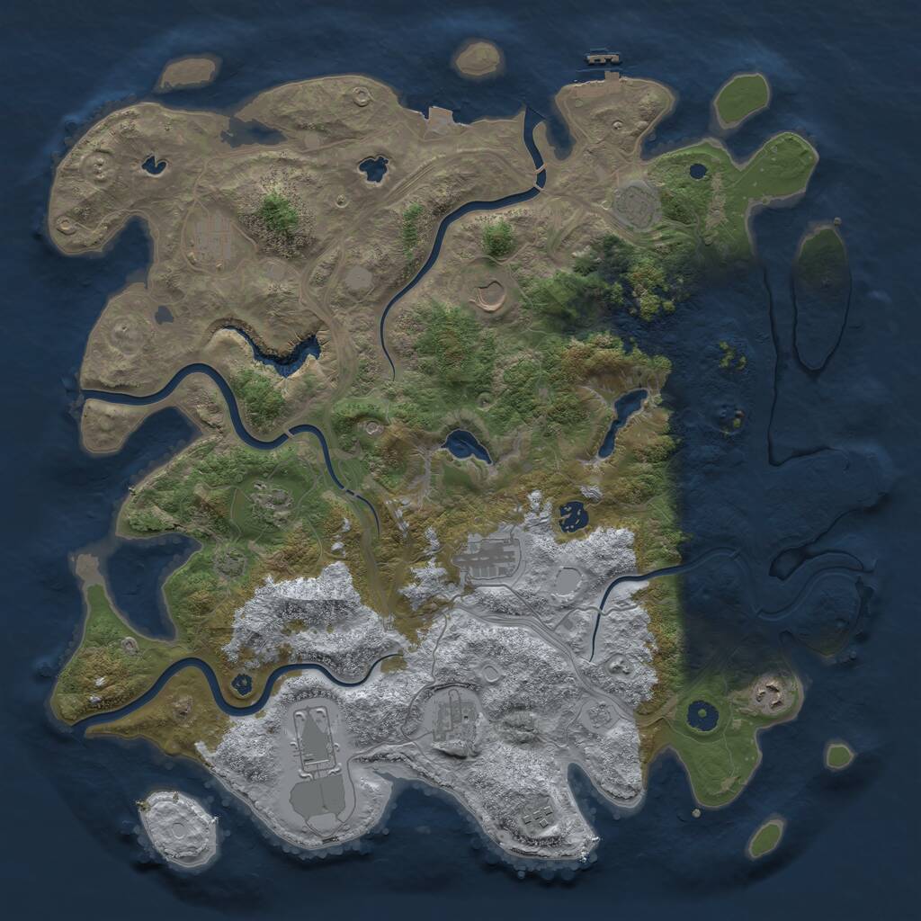 Rust Map: Procedural Map, Size: 4500, Seed: 788091429, 16 Monuments