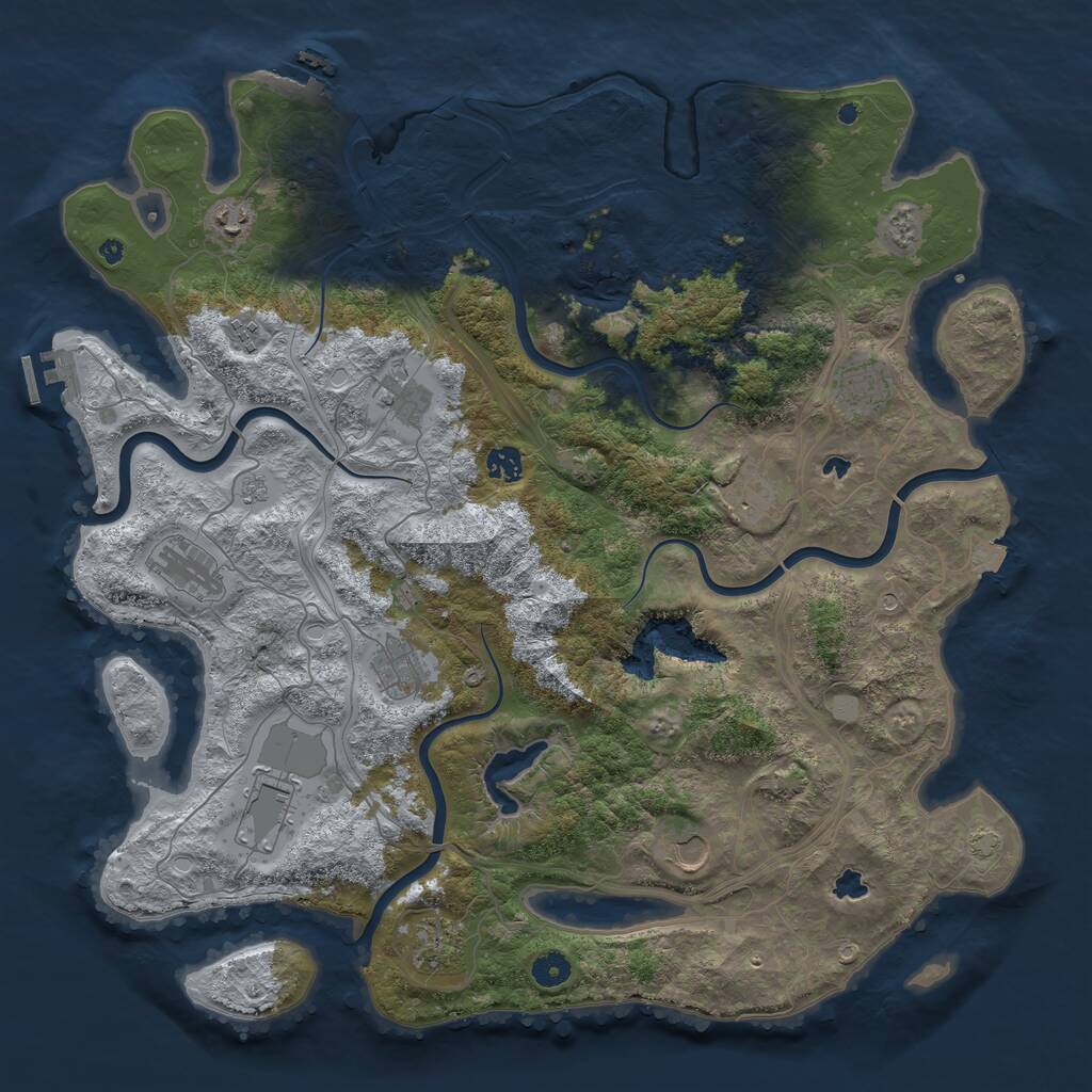 Rust Map: Procedural Map, Size: 4500, Seed: 490385513, 17 Monuments