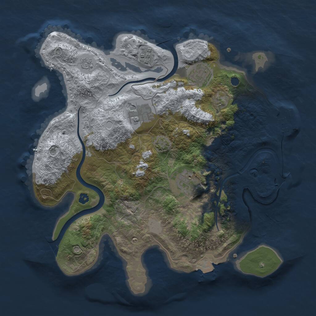 Rust Map: Procedural Map, Size: 3000, Seed: 8425136, 9 Monuments