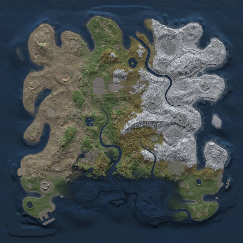 Rust Map: Procedural Map, Size: 3800, Seed: 616624170, 16 Monuments