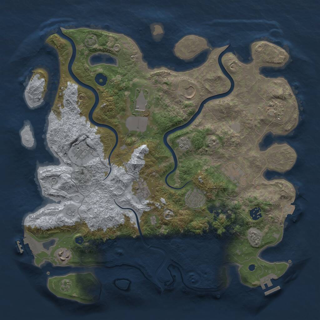 Rust Map: Procedural Map, Size: 3900, Seed: 623105767, 16 Monuments