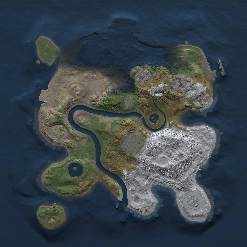 Rust Map: Procedural Map, Size: 2500, Seed: 1990, 7 Monuments