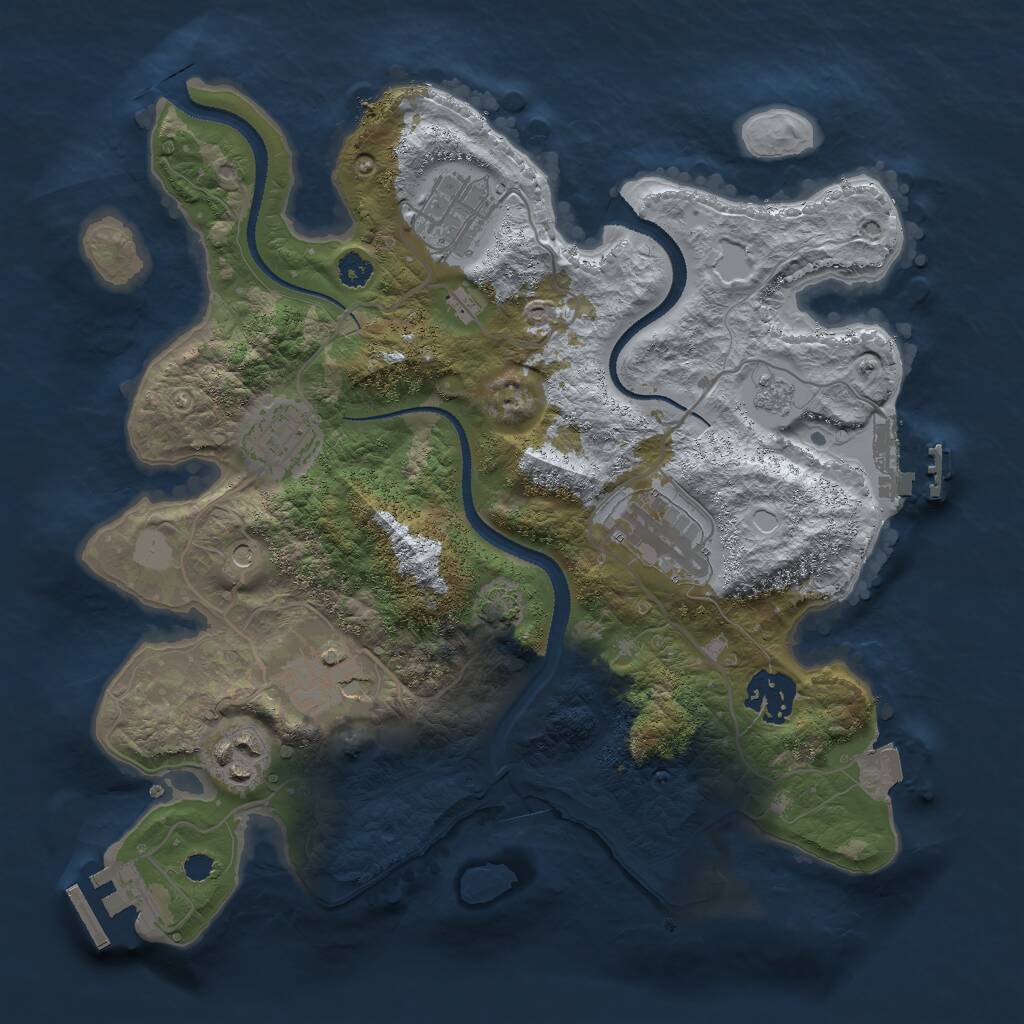 Rust Map: Procedural Map, Size: 3000, Seed: 22882, 12 Monuments