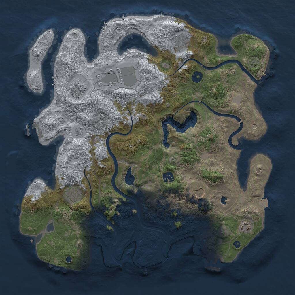 Rust Map: Procedural Map, Size: 4000, Seed: 201154771, 14 Monuments