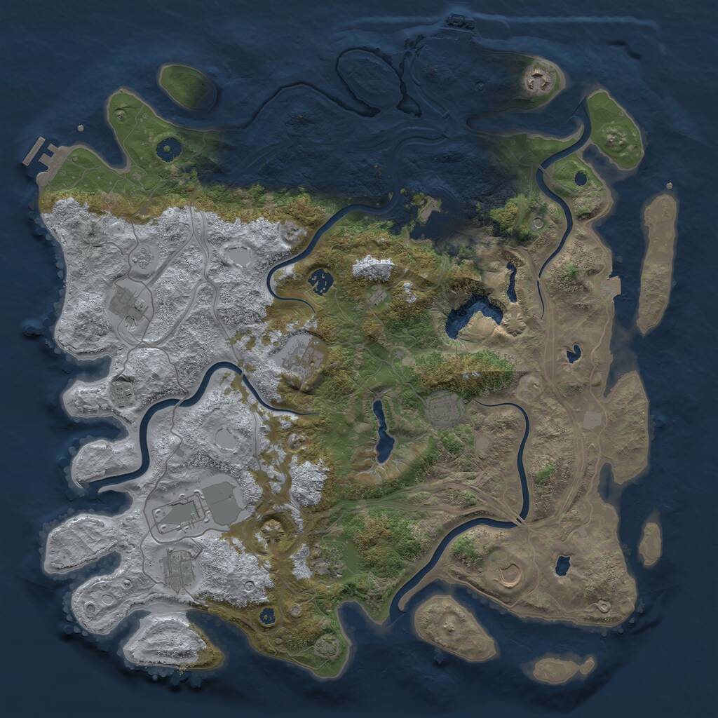 Rust Map: Procedural Map, Size: 4500, Seed: 1988717344, 17 Monuments