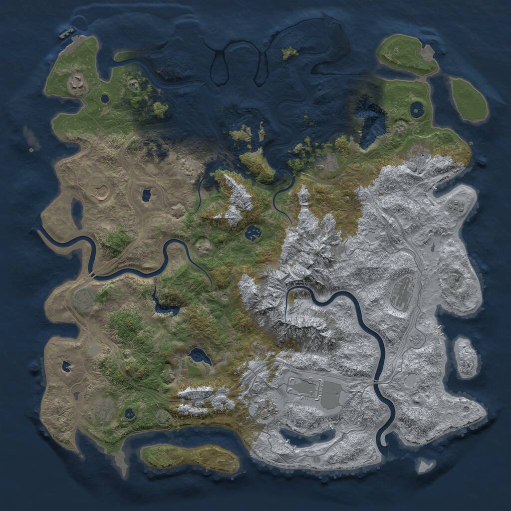 Rust Map: Procedural Map, Size: 5000, Seed: 19284143, 17 Monuments