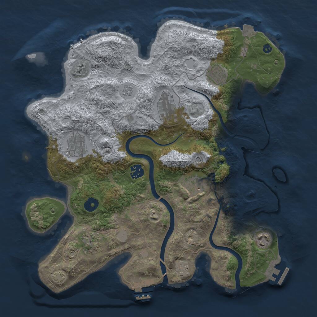 Rust Map: Procedural Map, Size: 3400, Seed: 671864727, 14 Monuments