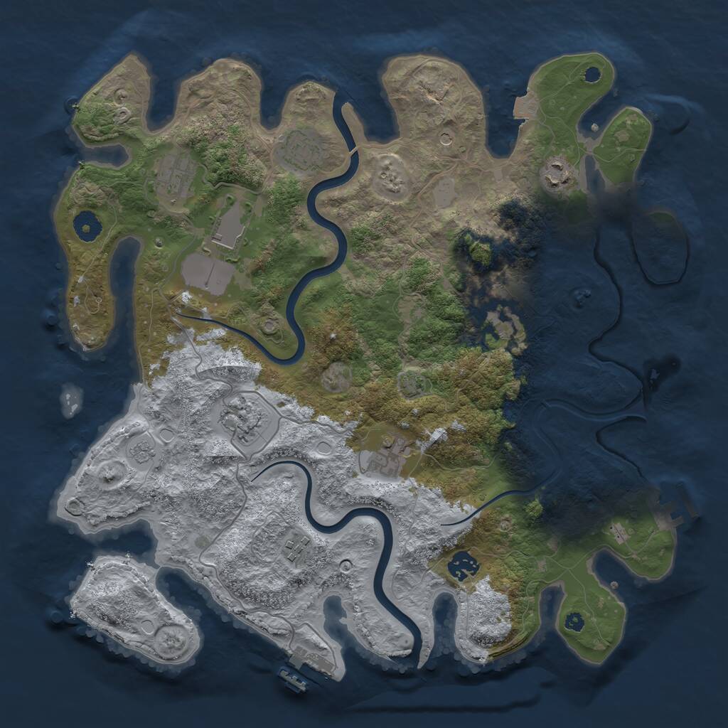 Rust Map: Procedural Map, Size: 3800, Seed: 64957247, 15 Monuments
