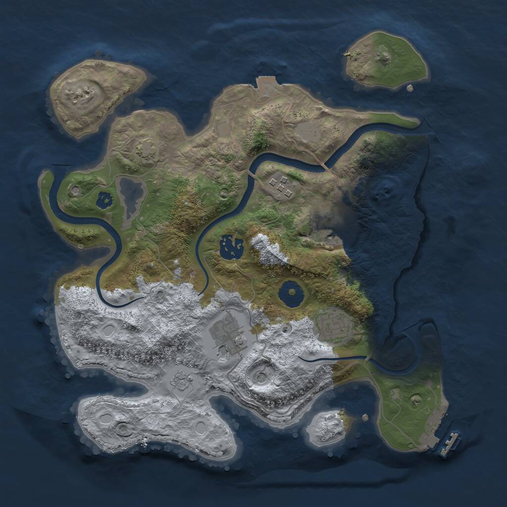 Rust Map: Procedural Map, Size: 3000, Seed: 1026897, 10 Monuments