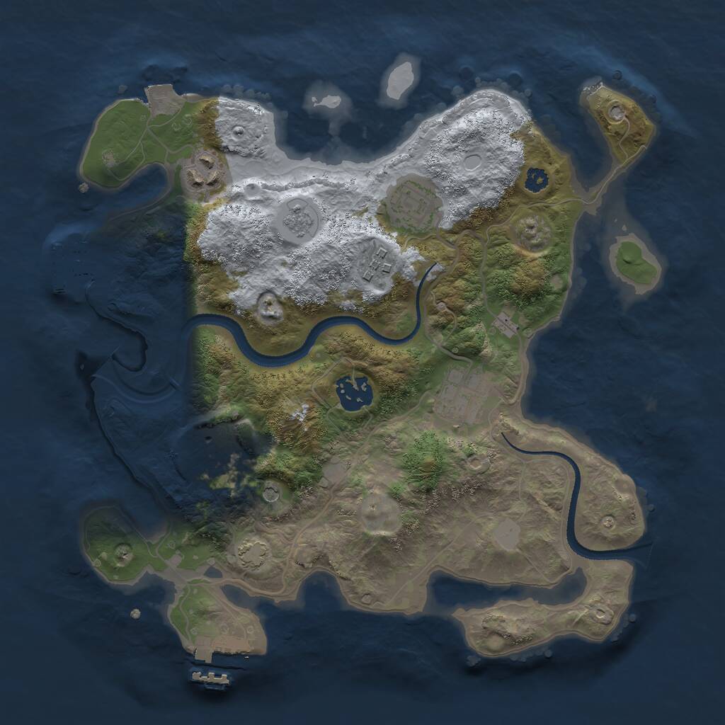 Rust Map: Procedural Map, Size: 3000, Seed: 653675, 12 Monuments