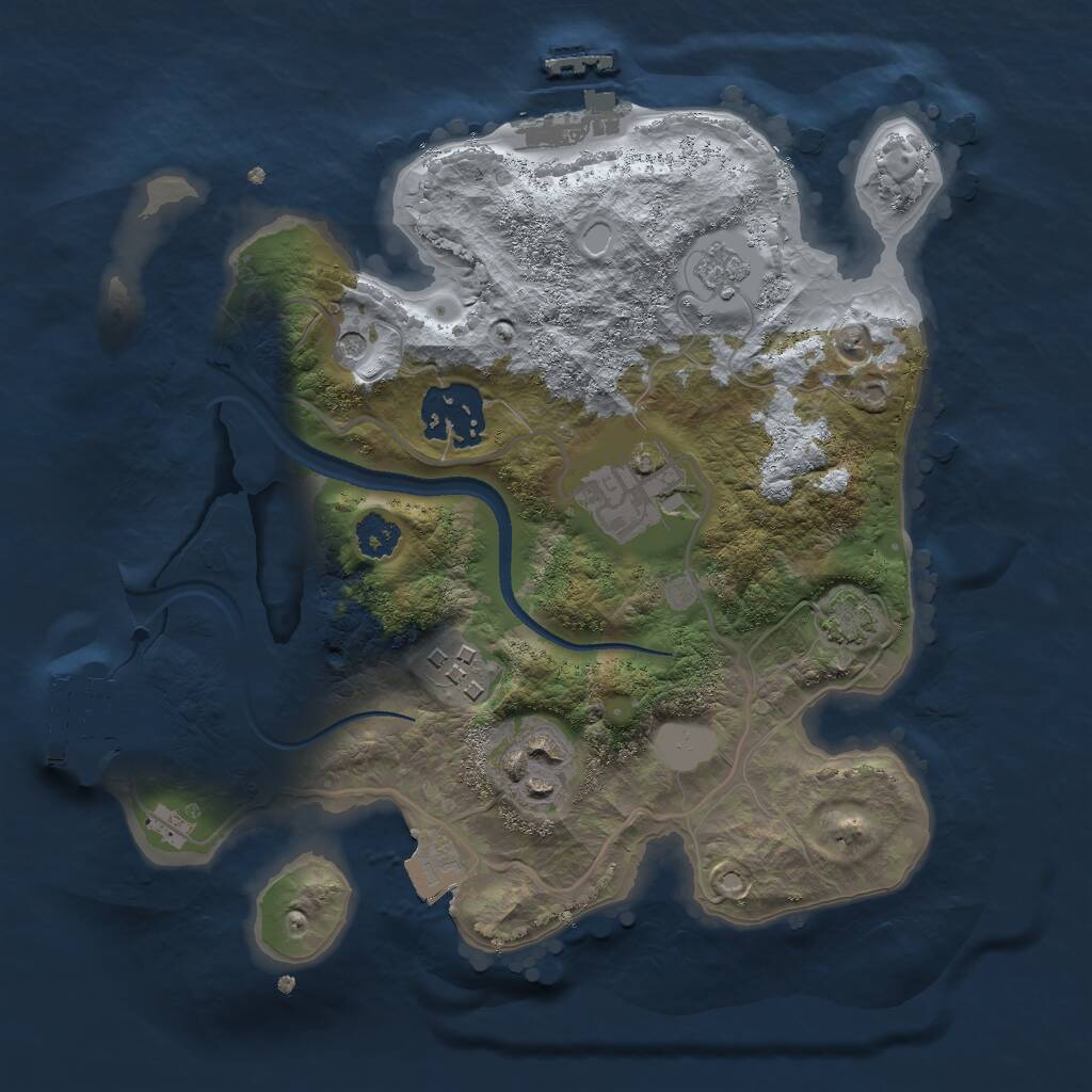 Rust Map: Procedural Map, Size: 2500, Seed: 23523, 10 Monuments