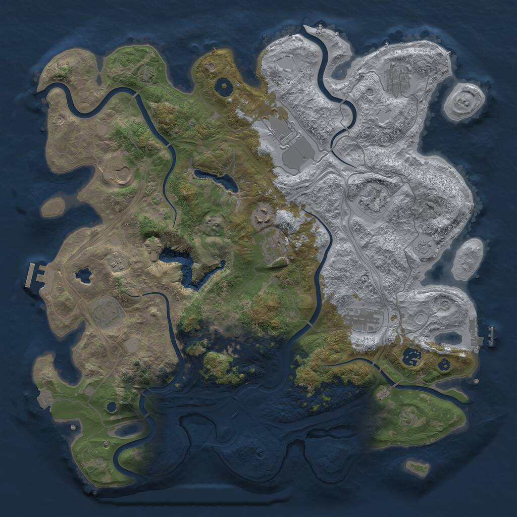 Rust Map: Procedural Map, Size: 4250, Seed: 496106828, 17 Monuments