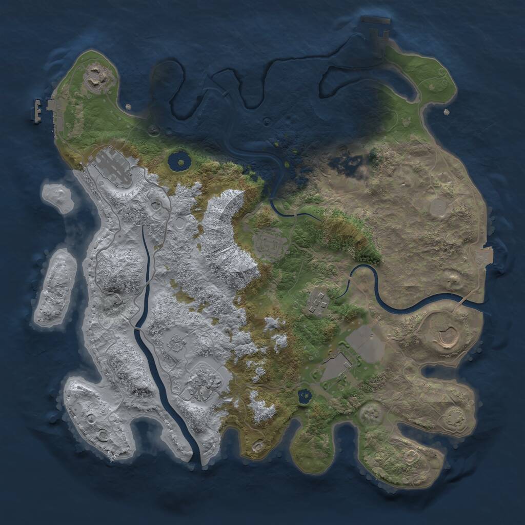 Rust Map: Procedural Map, Size: 3600, Seed: 25412423, 14 Monuments