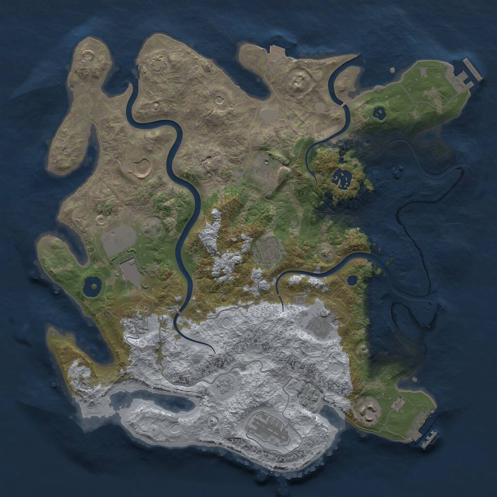 Rust Map: Procedural Map, Size: 3750, Seed: 132372127, 16 Monuments