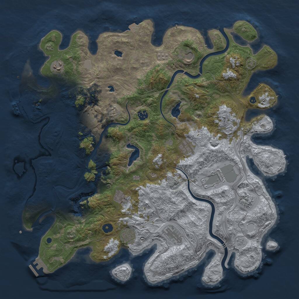Rust Map: Procedural Map, Size: 4500, Seed: 33297057, 17 Monuments